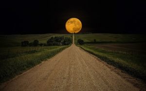 Full Moon at the end of the road