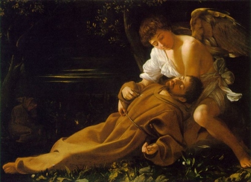 Caravaggio: An angel brings the Stigmata to St Francis