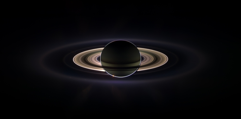Saturn eclipses the Sun, as seen from Cassini.