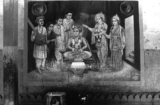 Jnaneshwara surrounded by his siblings and scribe