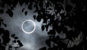 The moon covers the sun in a rare ‘ring of fire’ solar eclipse as seen from the southern Indian city of Dindigul in Tamil Nadu