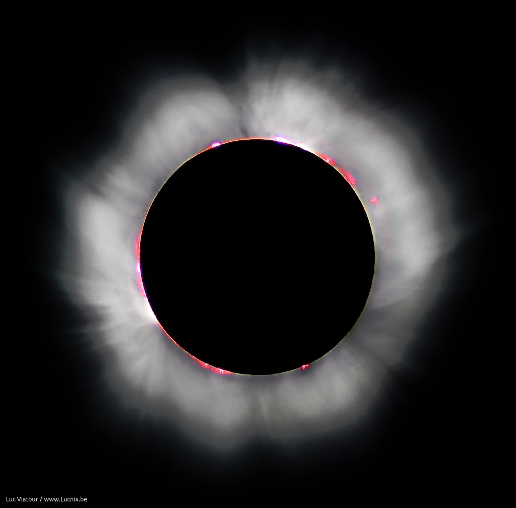 During the annular eclipse, a ring of fire is visible around the Sun