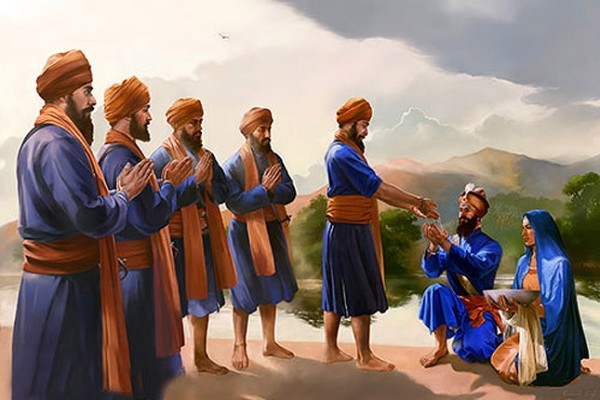 Guru Gobind Singh giving Amrit Sanchar