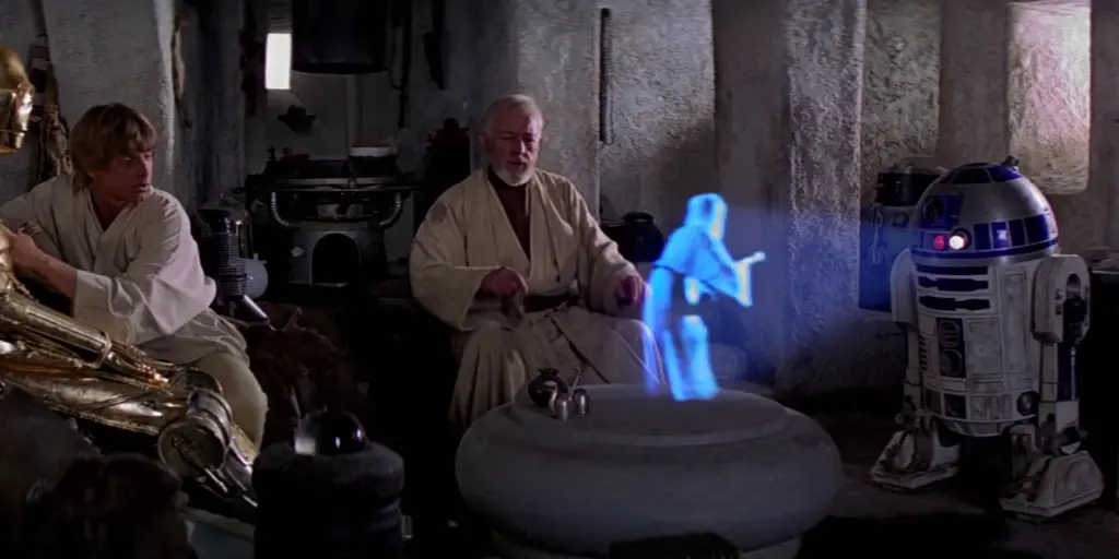 R2D2's famous hologram of Princess Leia in Star Wars