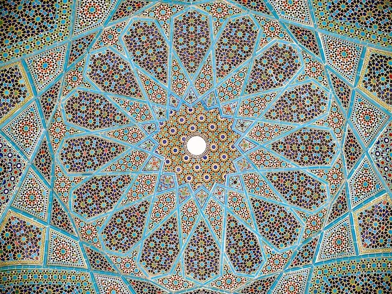 Iranian glazed ceramic tile work, 
